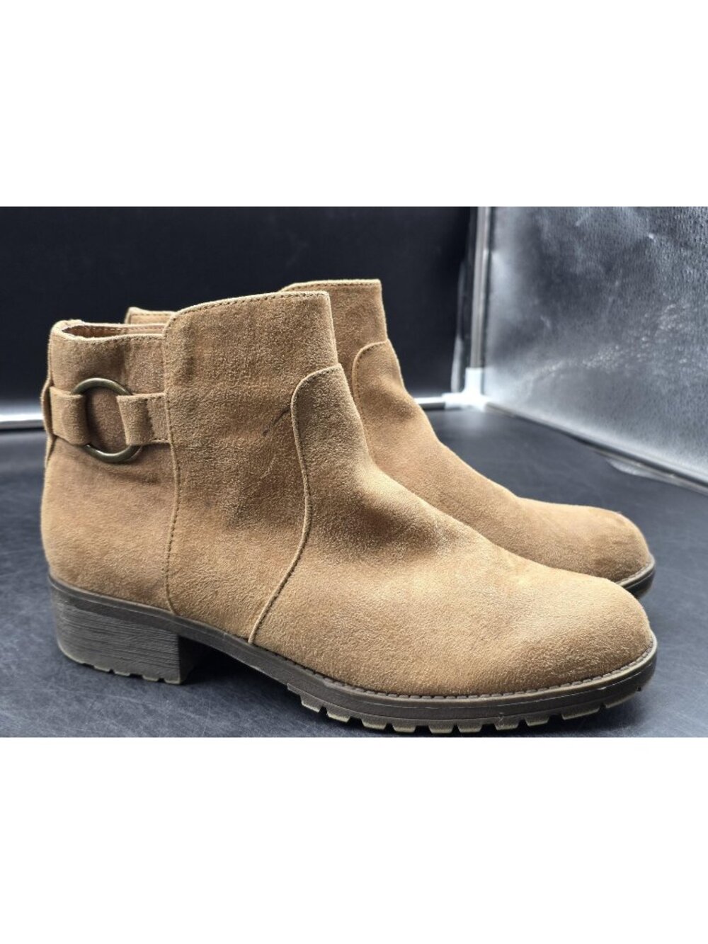 Sugar Boots Womens Size 8 Brown Faux Suede Ankle Zip Low Heel Booties WS08170W